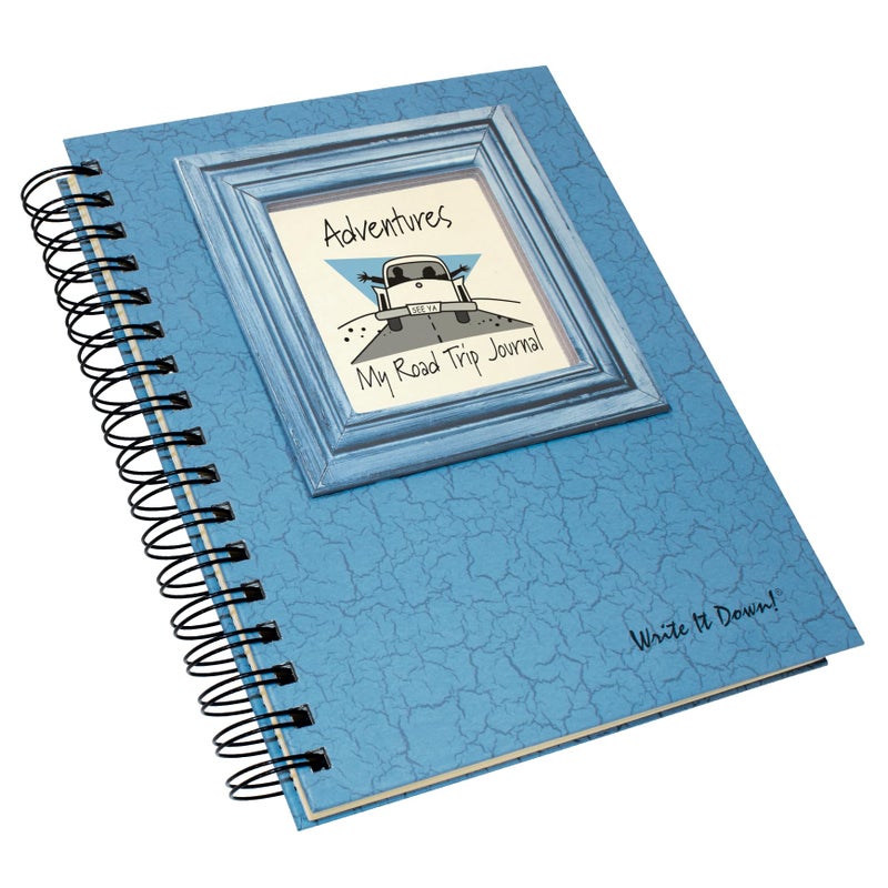 Write it Down series by Journals Unlimited, Guided Journal, Adventures, My Road Trip Journal, Full-size 7.5"x 9", Blue Hard Cover, Made in USA - Image 3